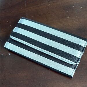 NWT Kut from the Kloth Black & White Striped Wallet, 7.5”X1”X4”